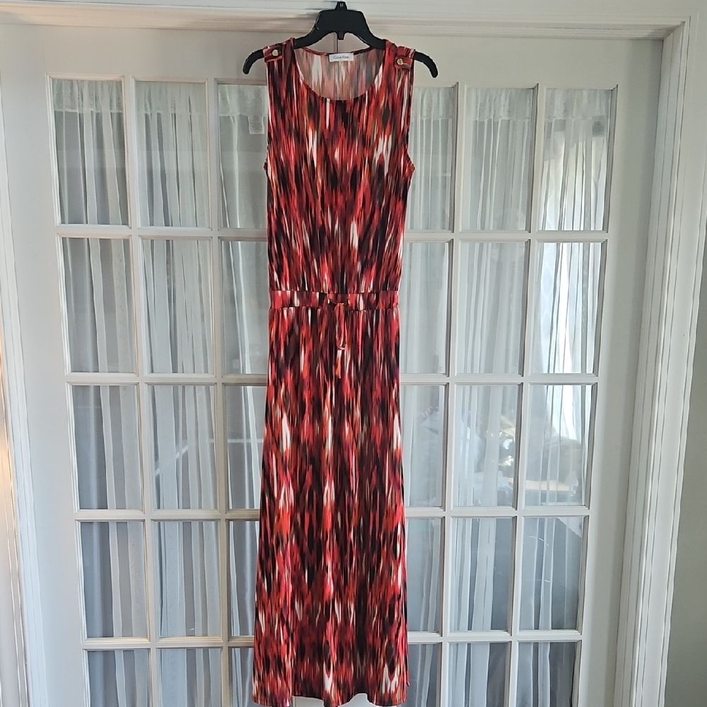 Calvin Klein Vibrant Red and Black Maxi Dress